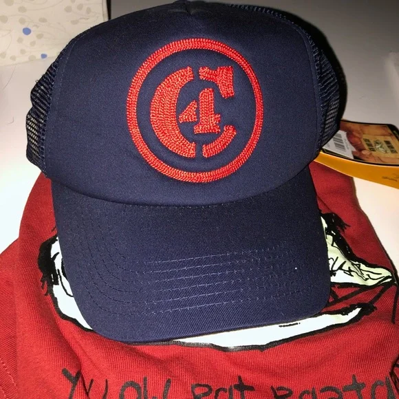NWOT WATERMAN C4 Slate Blue Red Embroidered C4 Logo Snap Back Mesh Trucker Hat - Picture 13 of 13